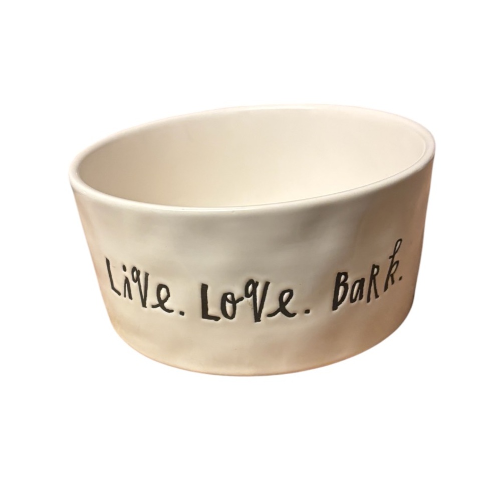 Rae Dunn Dog Bowl. “Live, Love, Bark” - Picture 1 of 7